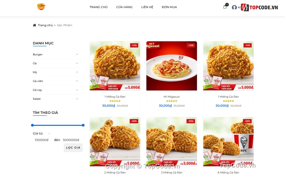 Website đồ ăn,Website đồ ăn nhanh,website bán hàng,thương mại điện tử